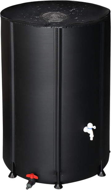PVC 50 Gallon Collapsible Rain Barrel (Black, 100 Gallon) | Upgraded Foldable PVC Rain Water Collection Barrel, Water