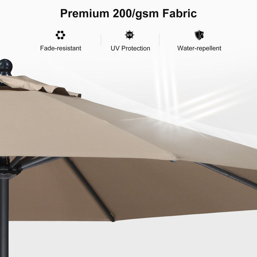 Outdoor Market Umbrella 11' Round Taupe Aluminum Frame 8 Ribs