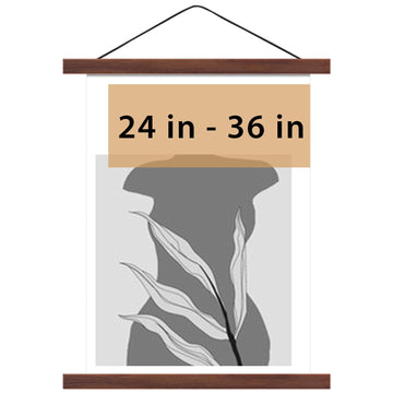 Magnetic Poster Hanger Frame for 24x36 24x30 24x32 Movie Music Posters Wall Art, Walnut Wood Picture Frames for Canvas