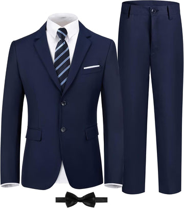 Boys Formal Suit Kids 5 Piece Suit Jacket Pants Set with Shirt Tie