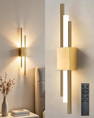 Gold USB Rechargeable Wall Sconces Set of Two, with remote control Dimmable