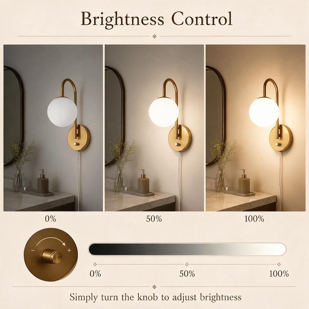 Dimmable E12 Wall Sconces Set of 2,Plug in Wall Sconces with 6.56ft Power Cord, Plug in Wall Sconce,Wall Lights