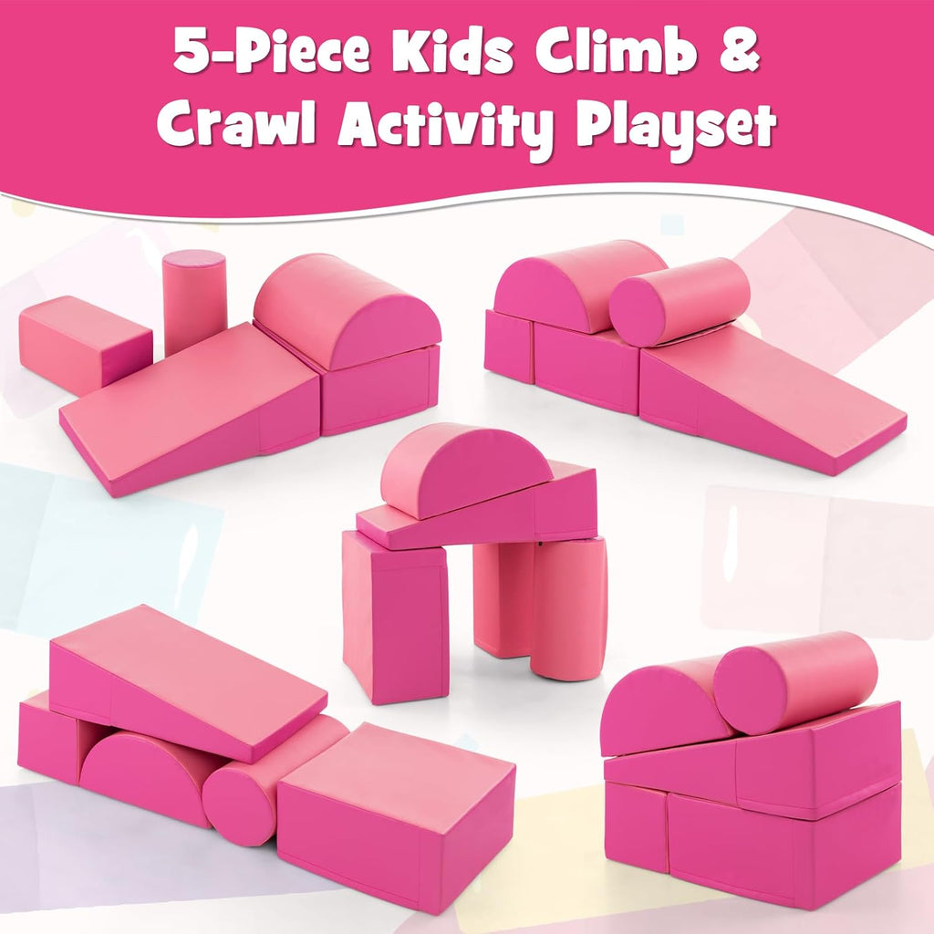 Piece Climb and Crawl Playset, Soft Climbing Foam Block Activity Play Structure Gym Equipment for Infant Baby