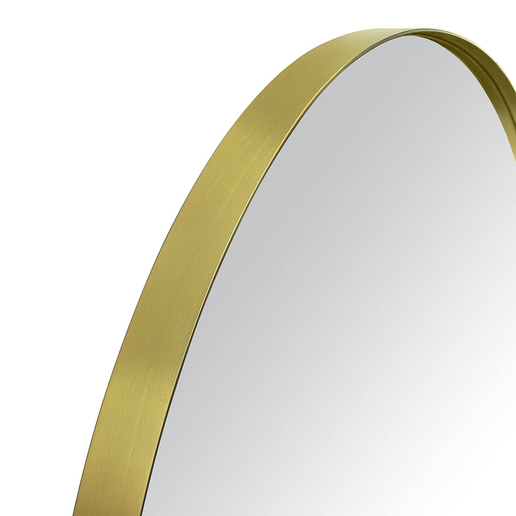 Brushed Gold Oval Bathroom Mirror 20x40'' Pill Shaped Oblong Vanity Mirror Metal Framed Capsule Mirror for Wall in