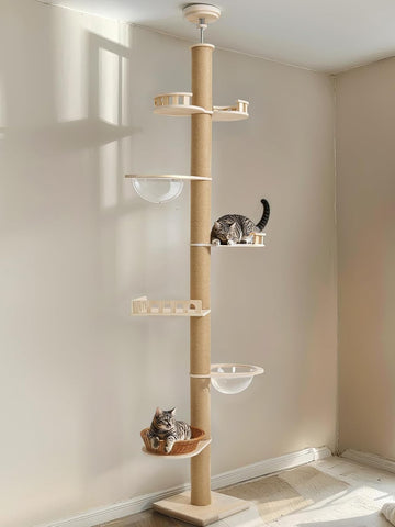 Floor to Ceiling Cat Tree, 102-122" Adjustable Tall Tension Cat Tower