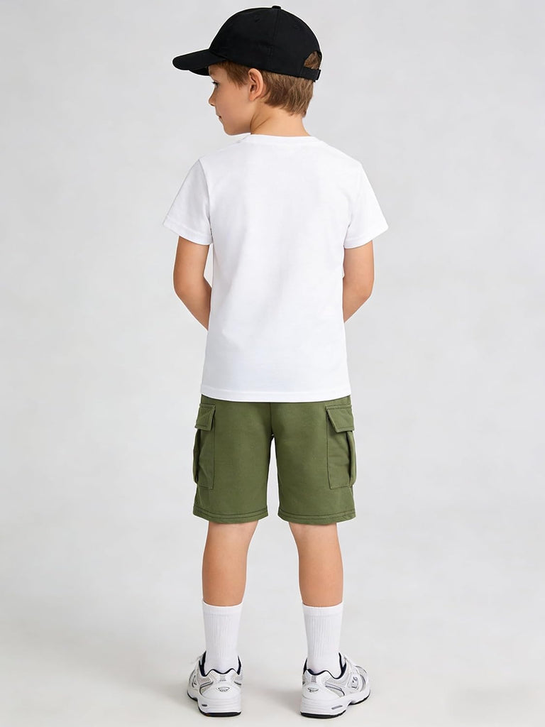 Boys' Piece Summer Outfit Short Sleeve Graphic T-Shirt and Cargo Shorts Set Toddler to Big Kid