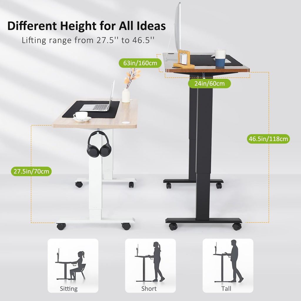 63x24 Inch Electric Standing Desk with Mouse Pad, White