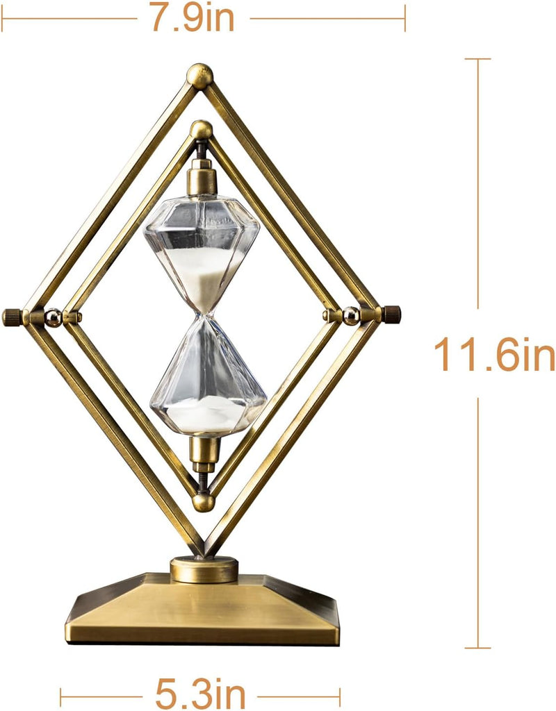Large Hourglass Timer 30 Minute, Bronze Metal Sand Timer, White