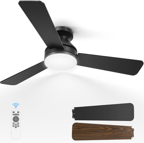 42 Inch Low Profile Ceiling Fan with Light and Remote Control, Reversible, LED Dimmable for Bedroom Living Room Indoor/Outdoor Patio Use A101-B0DXFB2JH7