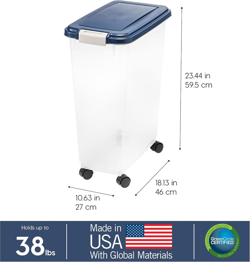 USA Dog Food Storage Container, Up to 38 lbs, Navy, Made in USA