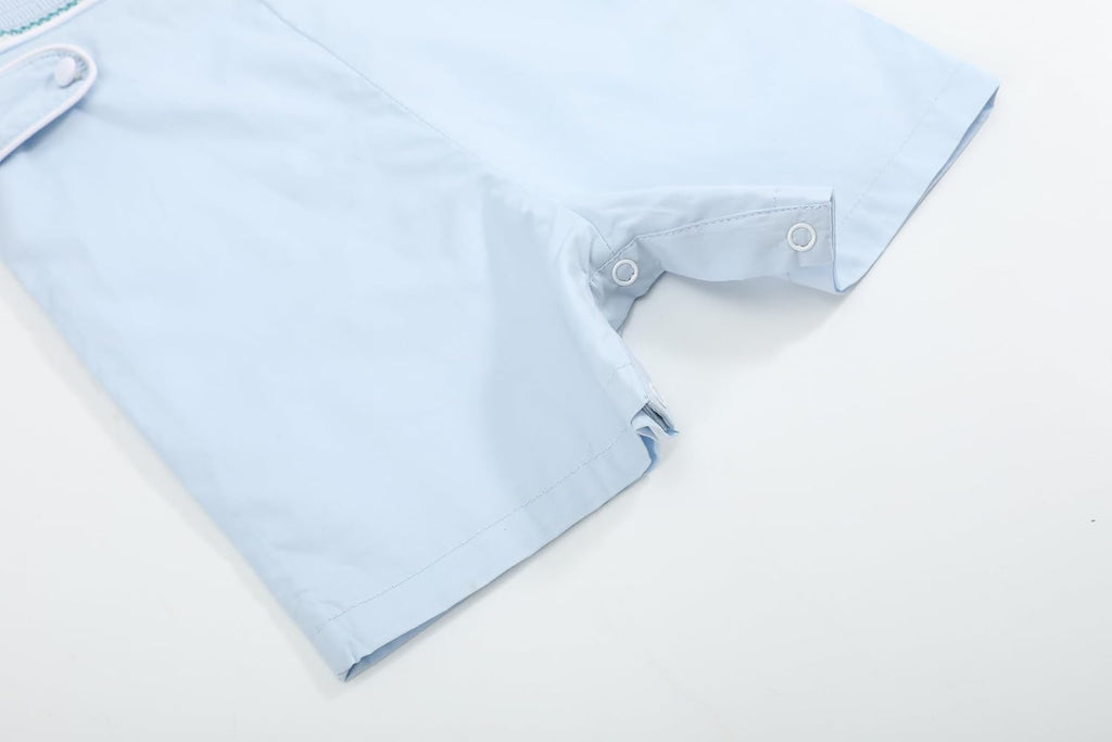 Baby Boys Blue Crosses Smocked Overalls