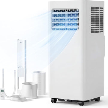 8000 BTU Portable Air Conditioner, 3-in-1 Cools 350 Sq.Ft, Quiet AC with Fan & Dehumidifier, LED Display, Remote