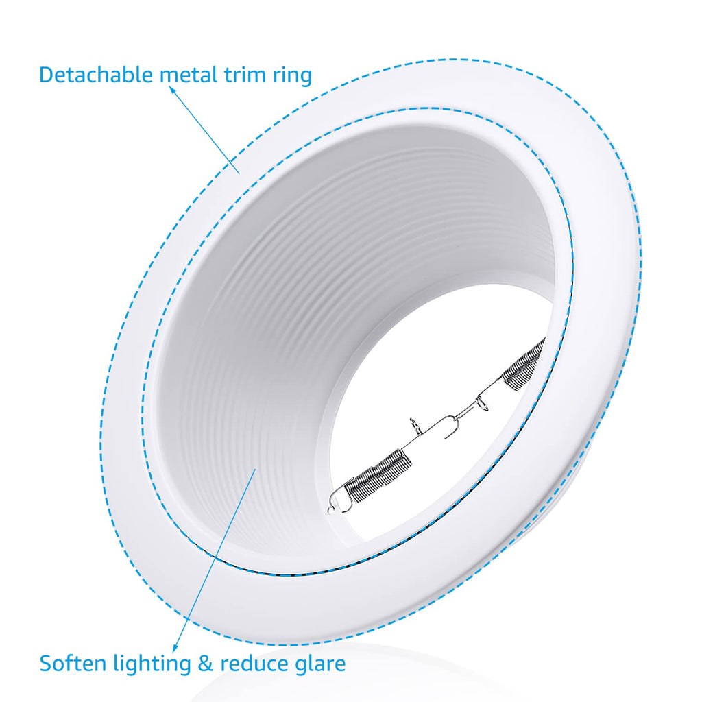 6 Inch Recessed Light Trim, White