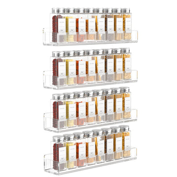 Acrylic Wall Mount Spice Rack, 4 Pack 15 Inch