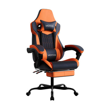 Gaming Chair with Footrest, High Back Gaming Chairs PVC Leather Ergonomic Gamer Chair with Adjustable Headrest Lumbar