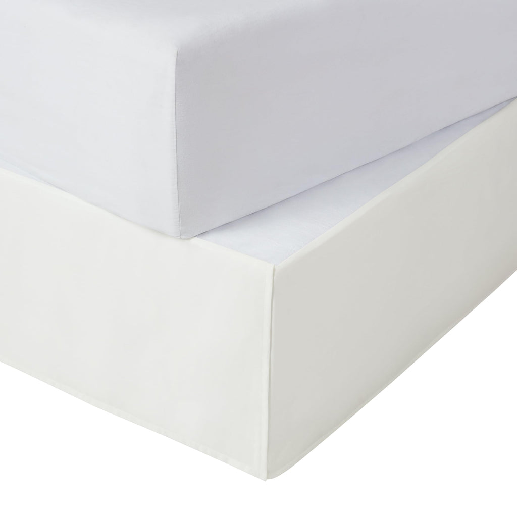 Modern Solid Bed Skirt, Hotel Quality Dust Ruffle with 13 Inch Drop, Machine Washable, King, White