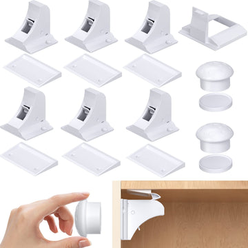 Child Safety Magnetic Cabinet Locks 6 Pack+2 Keys Baby Cabinet Locks