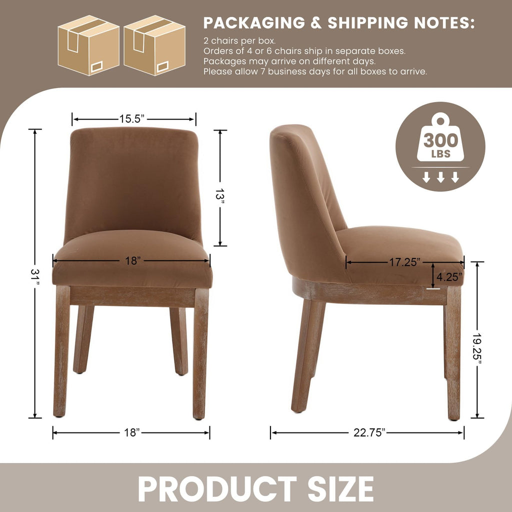 Upholstered Dining Chairs Set of 6, Farmhouse Kitchen Chair, Cognac
