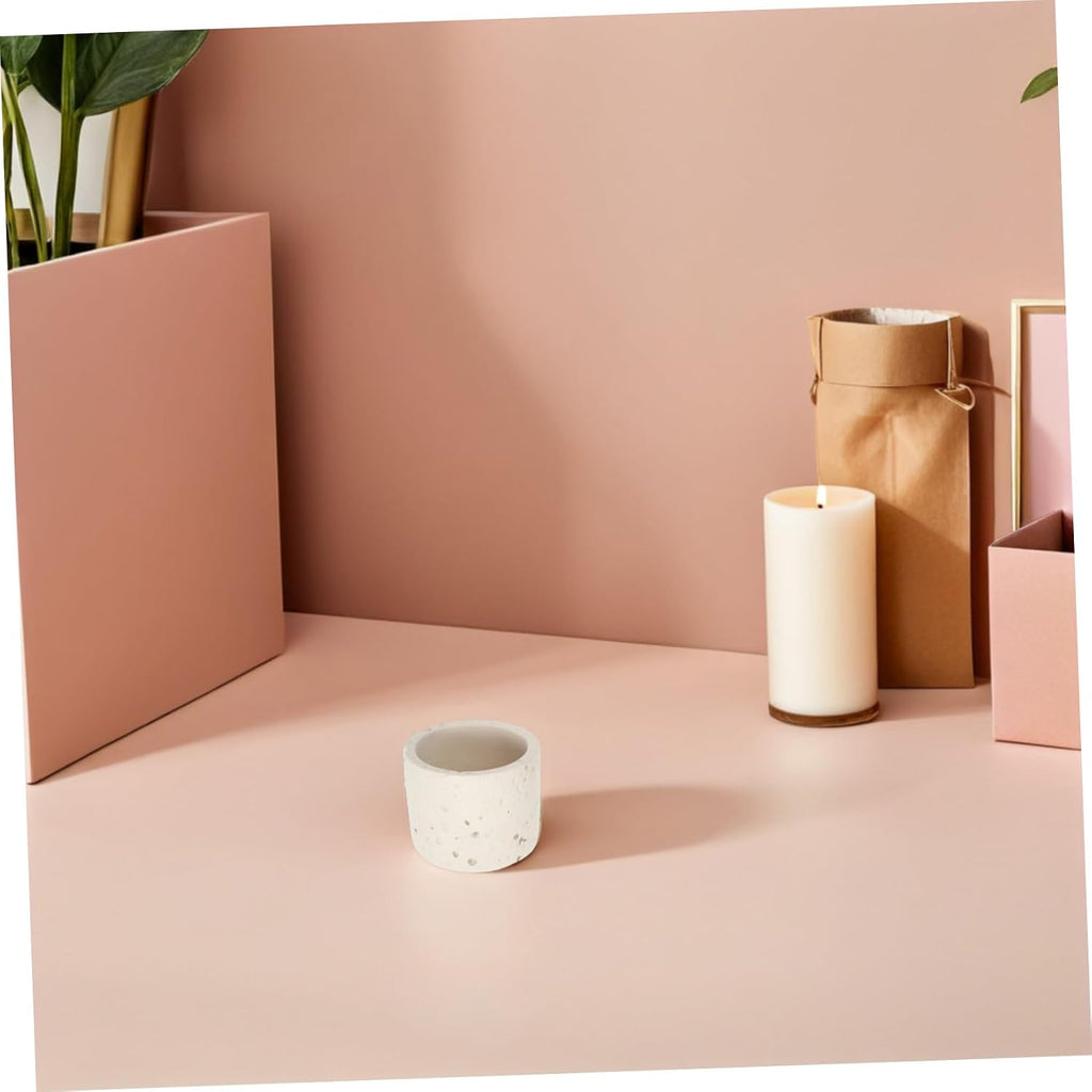 Concrete Match Holder Jar for Fireplace Candles - Minimalist Cement Matchstick Storage Container - Modern Tabletop