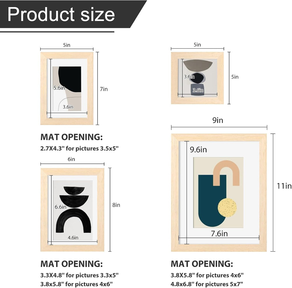 Picture Frame Set 12 Pack, Picture Frames Collage Wall Decor with Two 8x10, Four 5x7, Four 4x6, Two 4x4 for Wall and