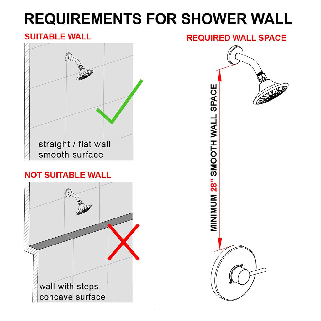 Handheld Showerhead & Rain Shower Combo for Easy Reach, 27.5" Drill-free Stainless Steel Slide Bar, 5"of 5-setting