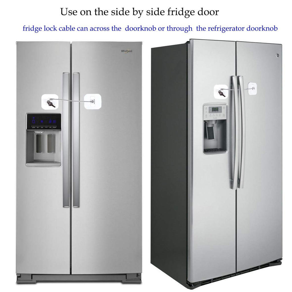 Fridge Lock,Refrigerator Locks,Freezer Lock with Key for Child Safety,Locks to Lock Fridge and Cabinets,White Fridge