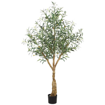 Olive Trees Artificial Indoor, 5FT Tall Faux Olive Tree with Lush Leaves and Lifelike Fruits, Artificial Plants in