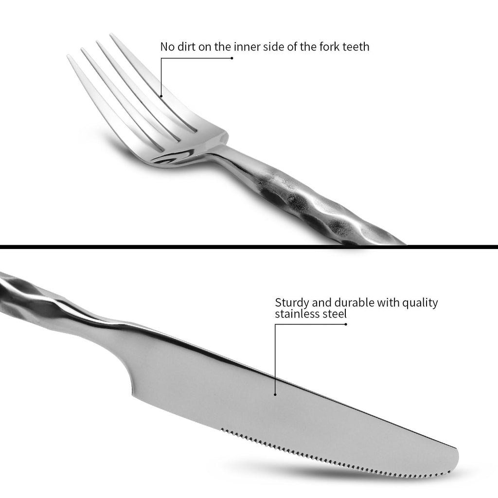 Silverware Set Stainless Steel Flatware Set Cutlery Set Vintage with Twisted Handle Mirror Finished 20 Pieces Service