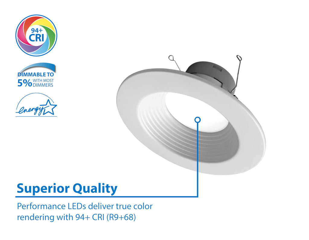 DLR56(v6) 5/6-inch White 900 Lumen 3000K Recessed LED Downlight with Baffle (12 Pack) (DLR566091203KWHBF-12)
