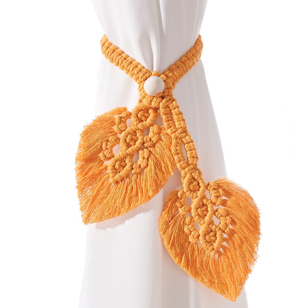Boho Curtain Tiebacks, Orange - 2 Pack