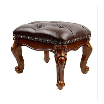 Leather Foot Stool Ottoman Foot Rest, Small Vintage Footstool