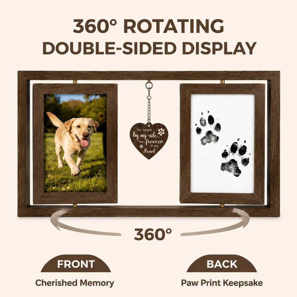 Pet Memorial Frame - 360° Rotating Double Sided 4x6 Photo Frame