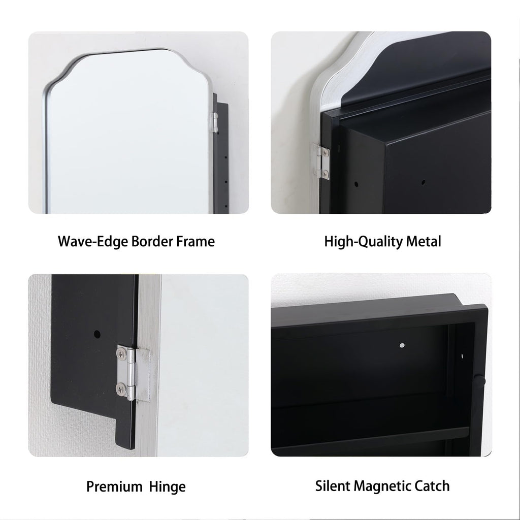 16"x25" Bathroom Medicine Cabinet Wall-Mounted Mirror with Storage