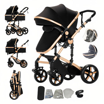 2 in 1 Baby Stroller with Bassinet Mode, Reversible Infant Pram, One-Click Folding, Newborn Travel Stroller