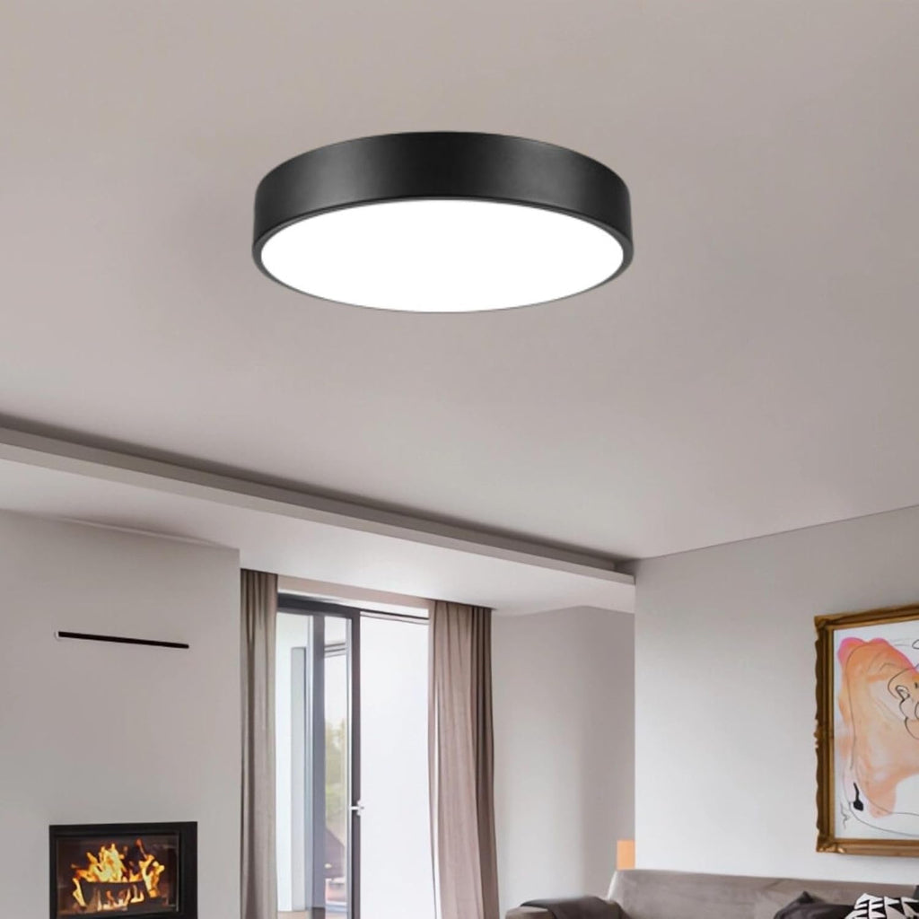Matte Black Flush Mount Ceiling Light, 3000-5000K 13inch Modern Bedroom Lighting Fixtures Ceiling Mount, Dimmable