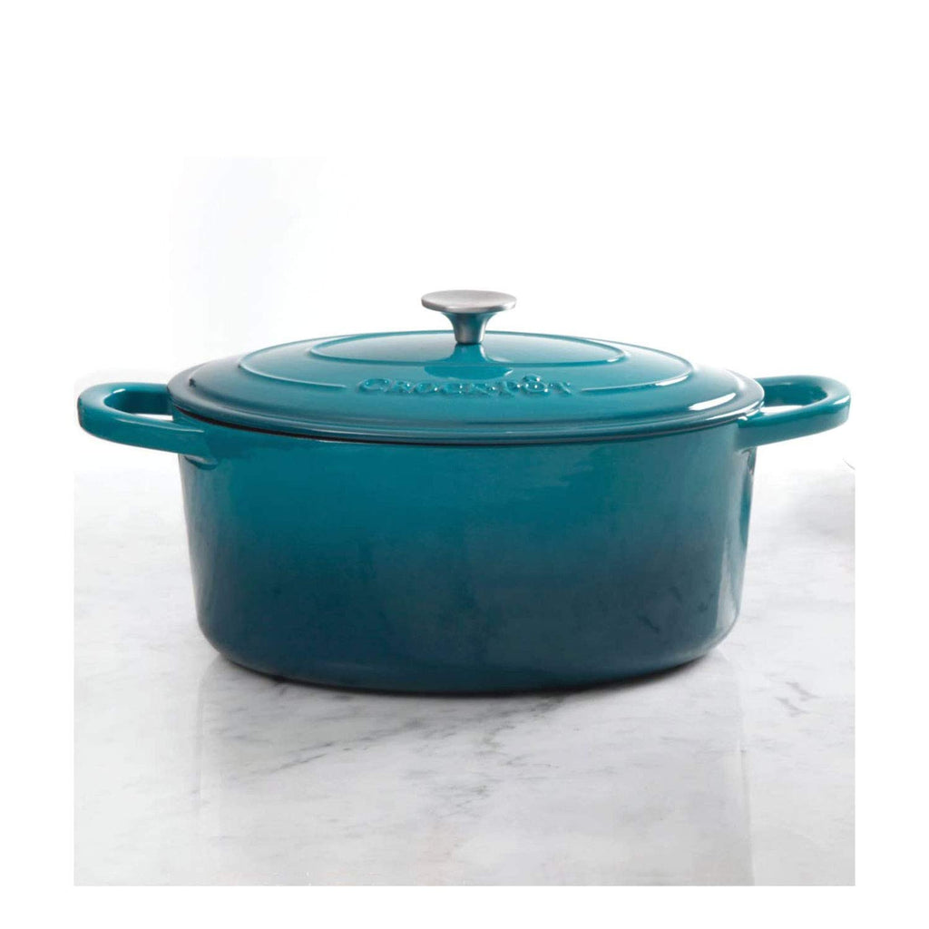 Artisan 7-Quart Oval Enameled Cast Iron Dutch Oven - Teal Ombre, Durable Cookware for Slow Cooking, Roasting, Baking