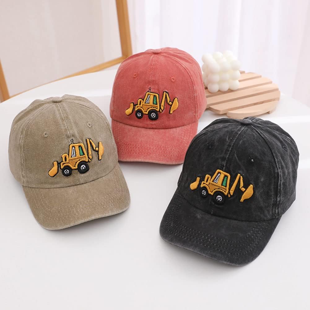 Cute Embroidery Excavator Kids Baseball Cap for Boys Girls