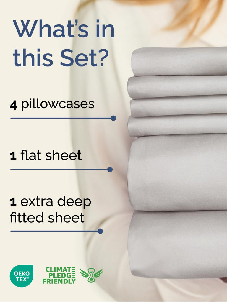 CGK Extra Deep Cal King Sheet Set - 6pc Cooling Sheets - French Grey