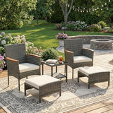 5-Piece Wicker Outdoor Patio Furniture Set - Bistro | Gray for Patio, Garden & Porch