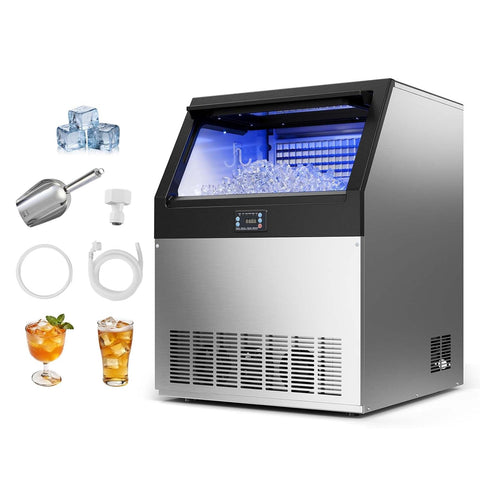 Commercial Ice Maker Machine, 440 lbs/24h with 85 lbs Storage Capacity, Built-in/Freestanding/Under Counter