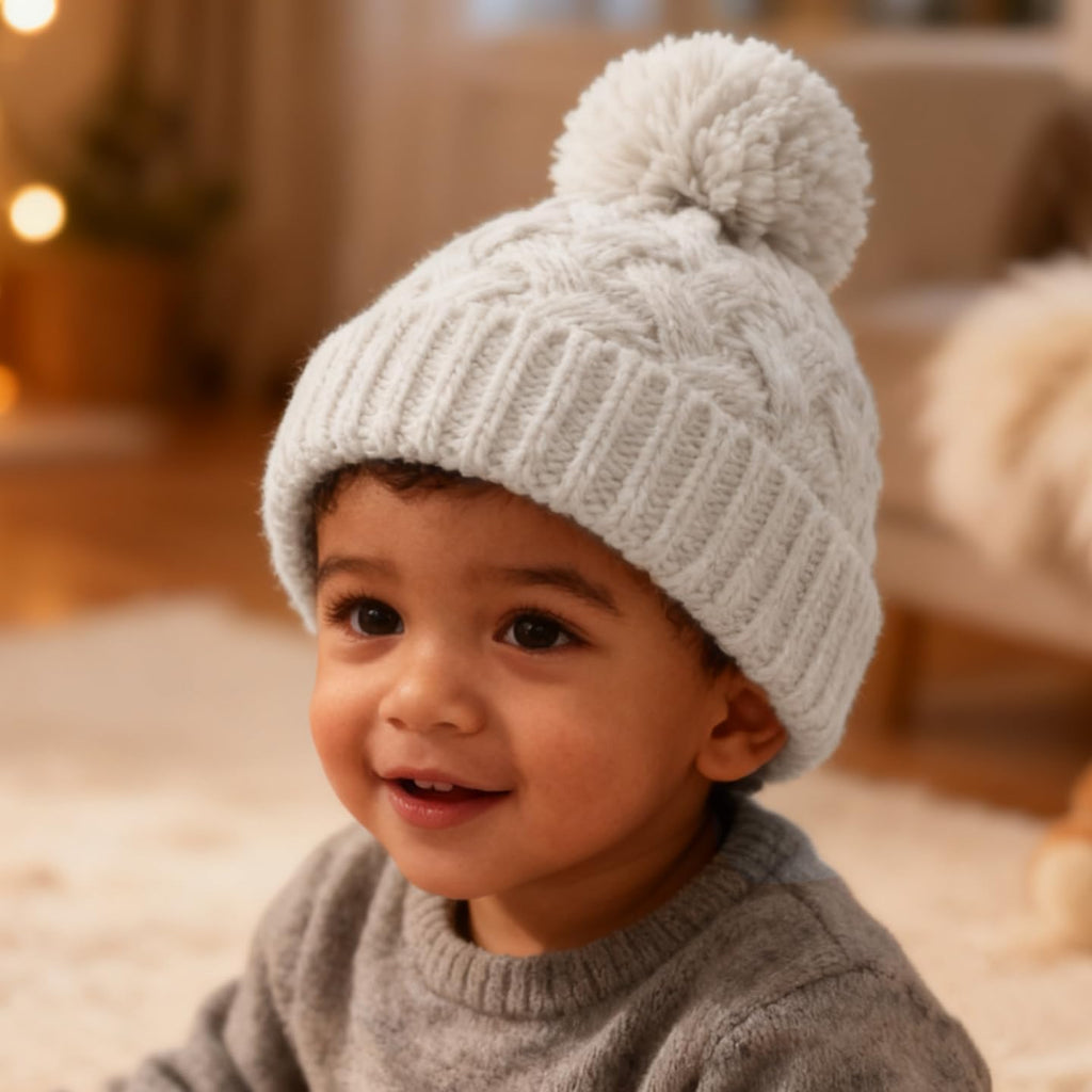 Knit Baby Beanie Toddler Winter Hat with Pompom for Infant Boy Girls