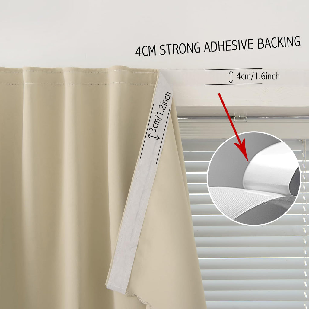 Self Adhesive Portable Blackout Curtains Easy to Install Window Thermal Lnsulated Kitchen Room Darkening Small Window
