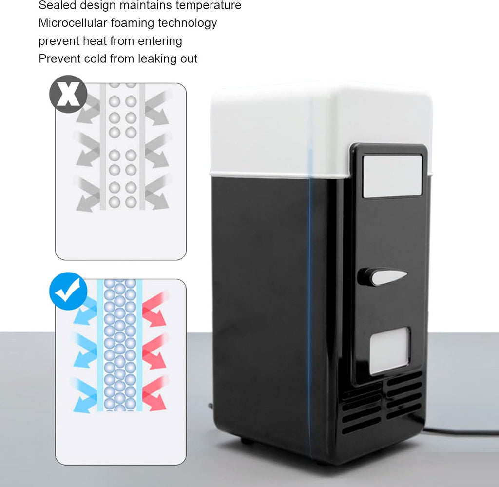 Mini USB Fridge Cooler Beverage Drink Cans Cooler Warmer Refrigerator for Laptop Bedroom, Portable Cold Fridge for