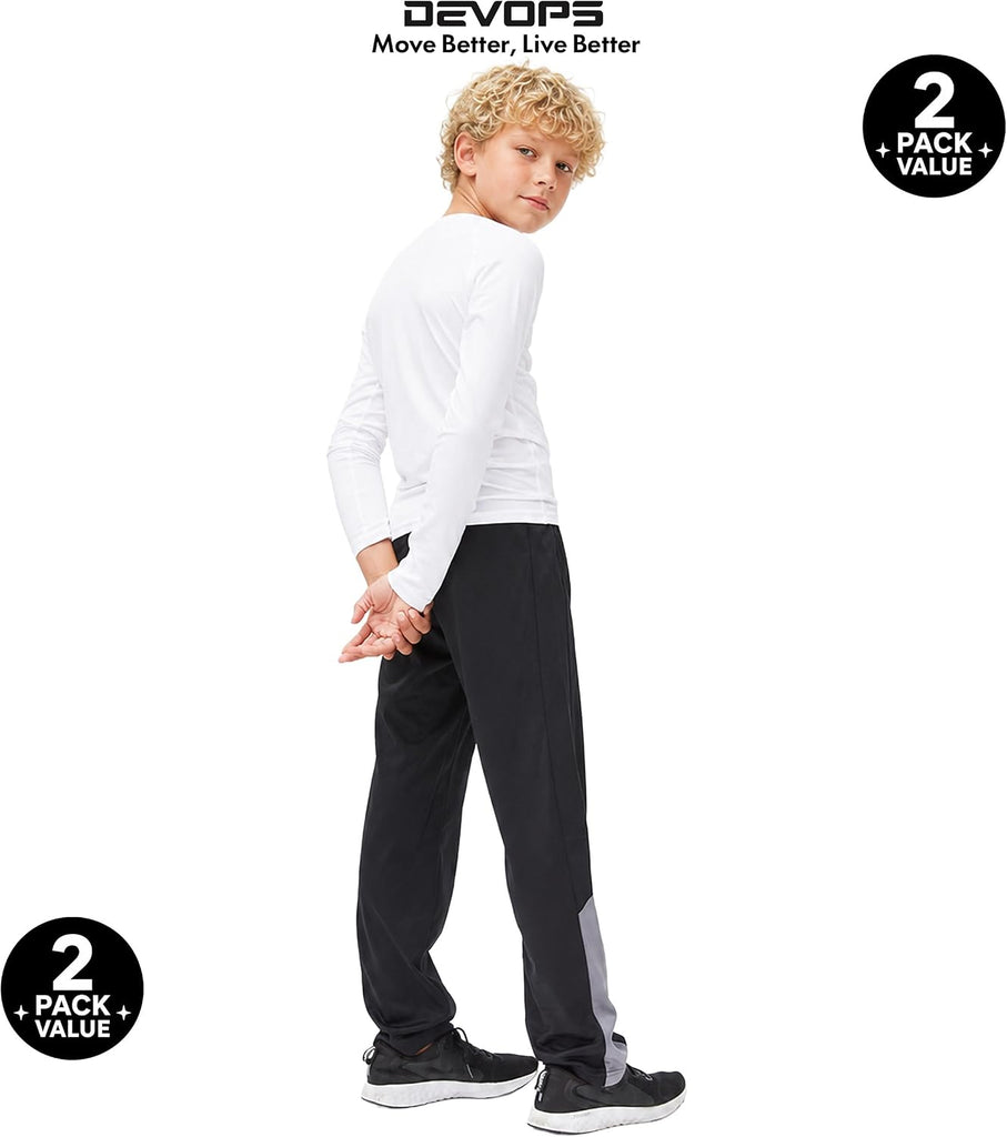 2 Pack Boys Athletic Pants Lightweight Active Track Pants with Pockets