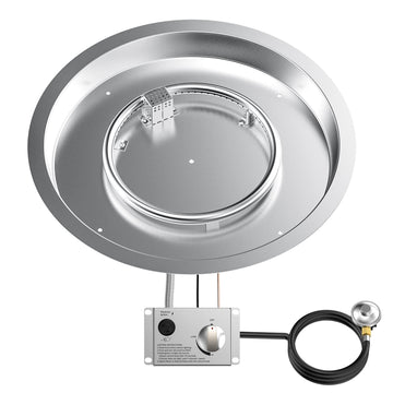 19-inch Round Stainless Steel Drop-in Fire Pit Burner Kit