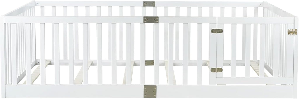 Full Size Floor Bed with Slats and Door