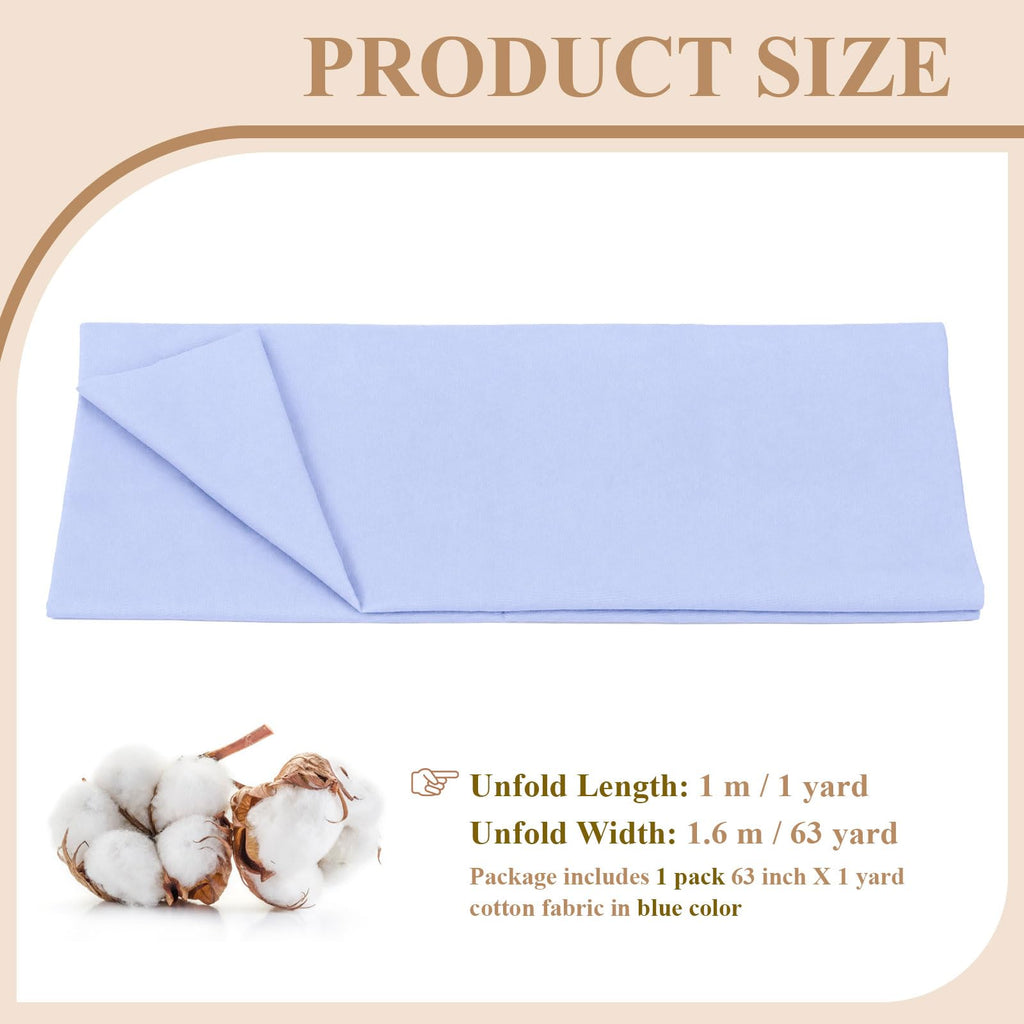 100% Cotton Fabric, 63 Inch X 1 Yard Light Blue Fabric by The Yard