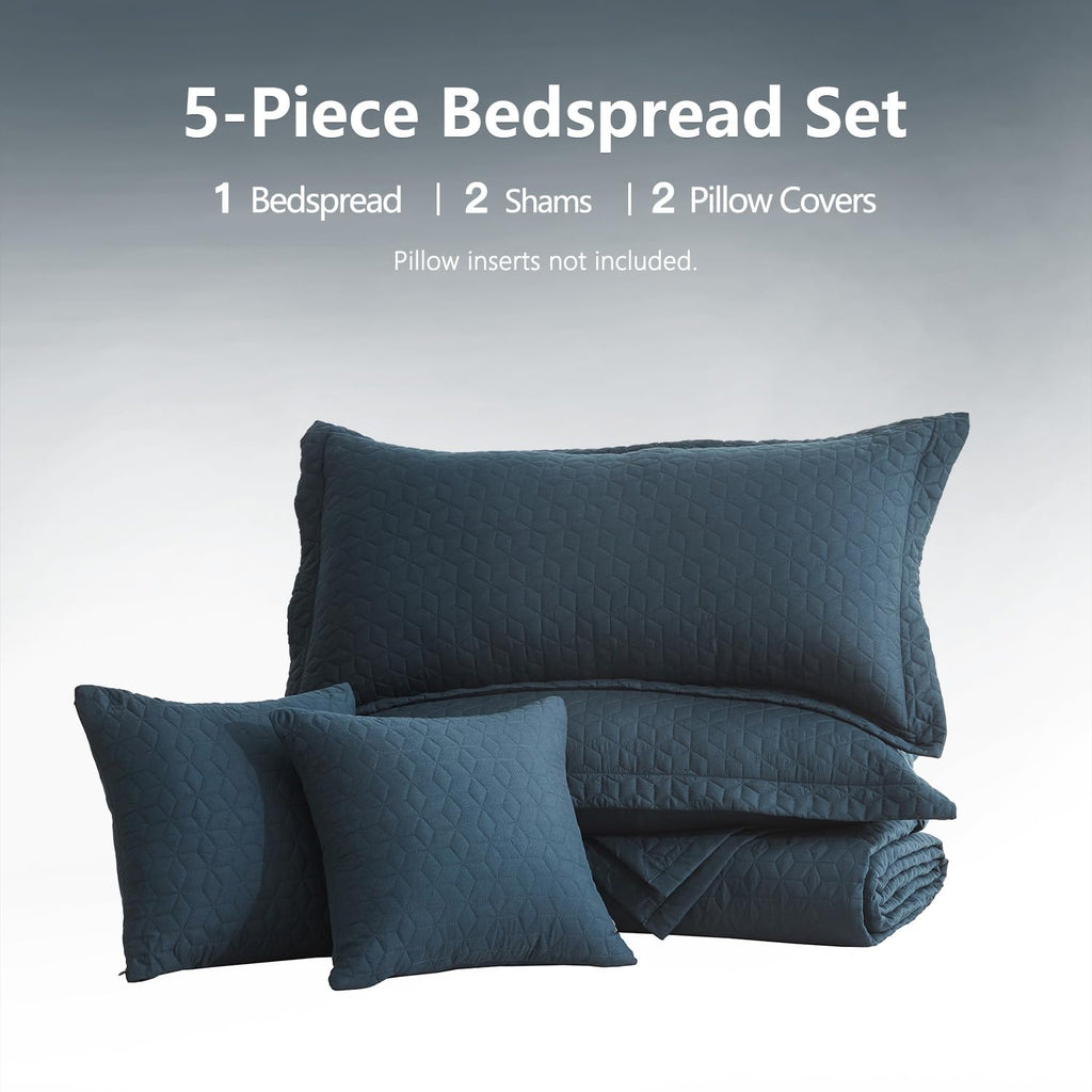 Oversized King Bedspreads 128x120, Geometric Diamond, Navy