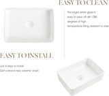 16"x12"Rectangular Vessel Sink,Ceramic Small Bowl Bathroom Vessel Sink