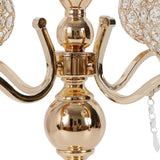 5-Arm Silver Crystal Candelabra Candle Holder Tall Floor Candle Holder with Clear Crystal Pendant Candelabras